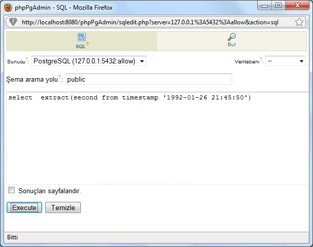 Postgressql Veri Tabanında
Date-time Fonksiyonları
